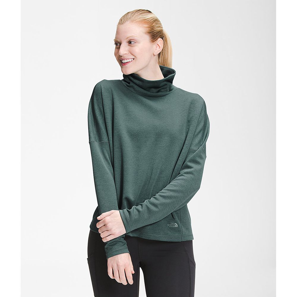 The North Face Long Sleeve Womens Australia - The North Face Ea Basin Funnel Neck Green (HUO-253709)